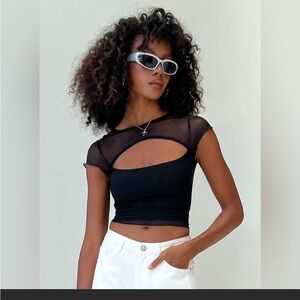 Princess Polly Mesh Tie Back Crop Top